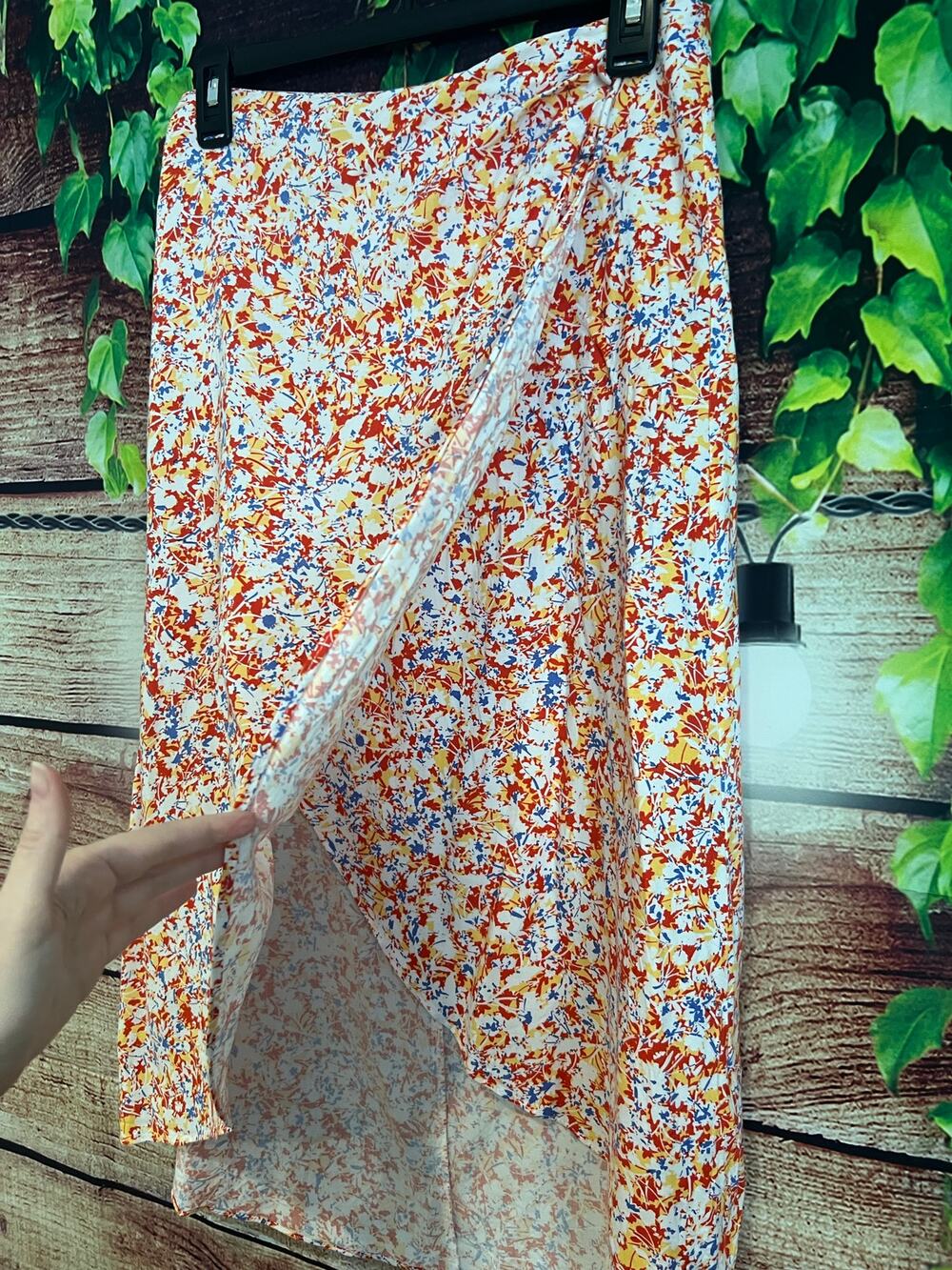 Boutique Faux Wrap Midi Skirt 4th of July Patriotic Red White Blue Beachy Medium